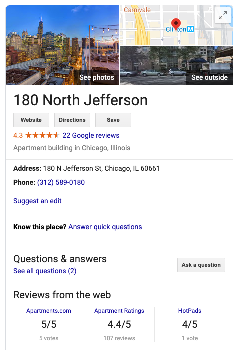 180 N Jefferson Google Listing