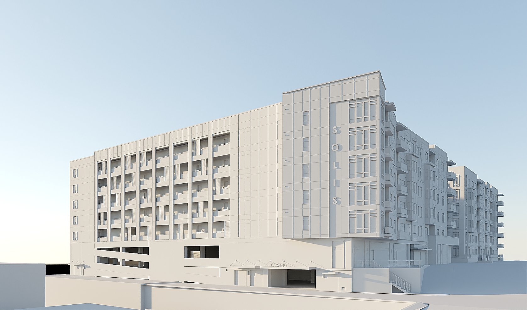 3D Rendering Exterior Grey Geometry