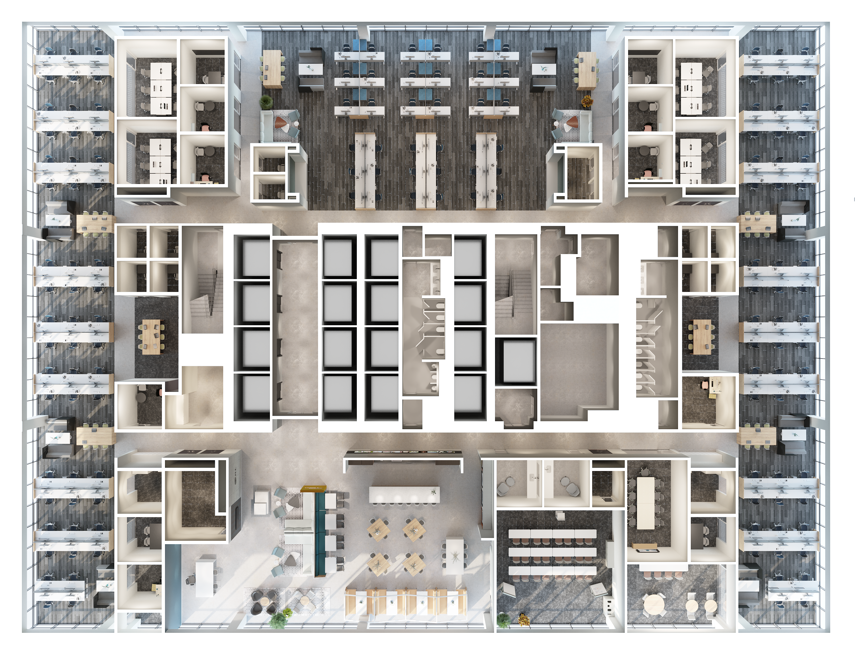 3D floor plan of a commercial office by LCP Media