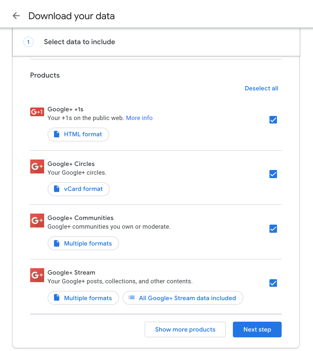 Google+ Download Data