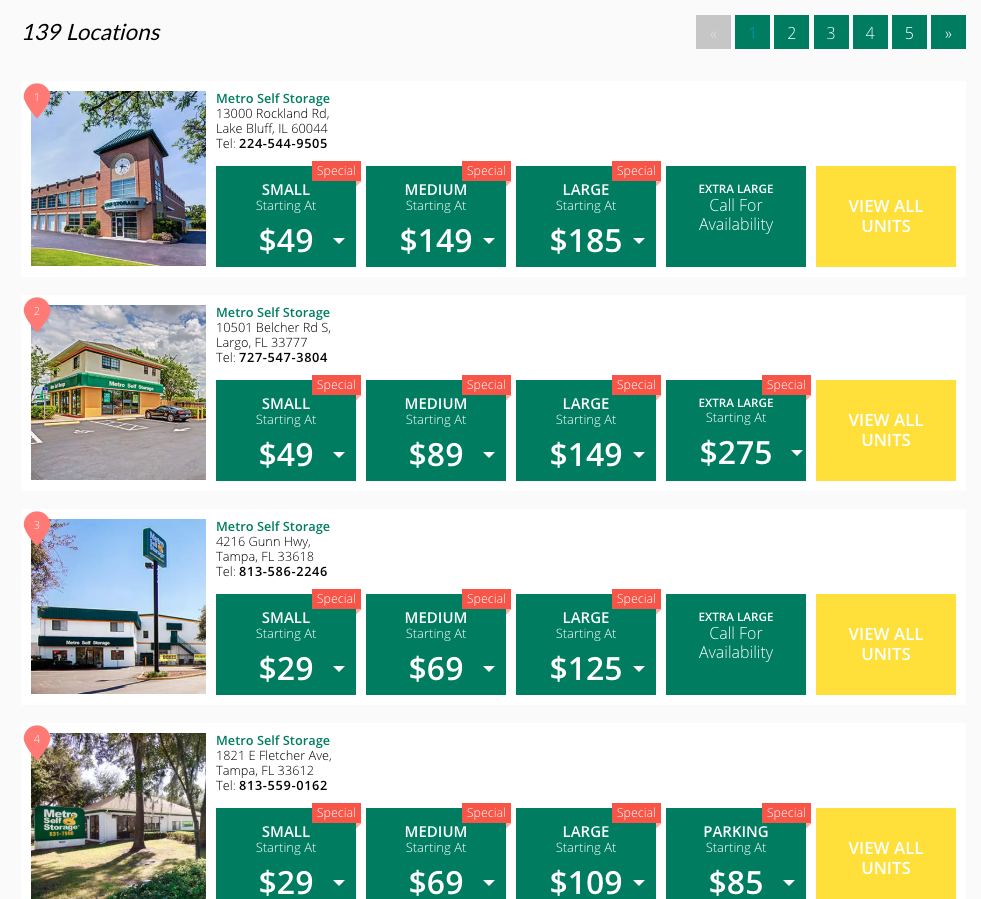 Metro Self Storage Website