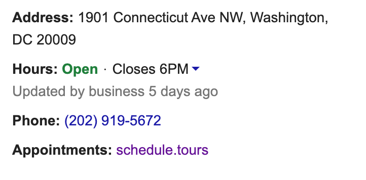 Google My Business Listing - Schedule Virtual Tours