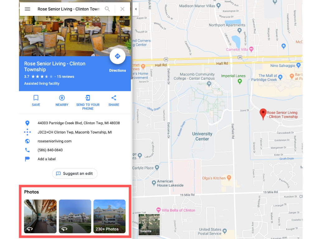 The Rose Senior Living Google My Business