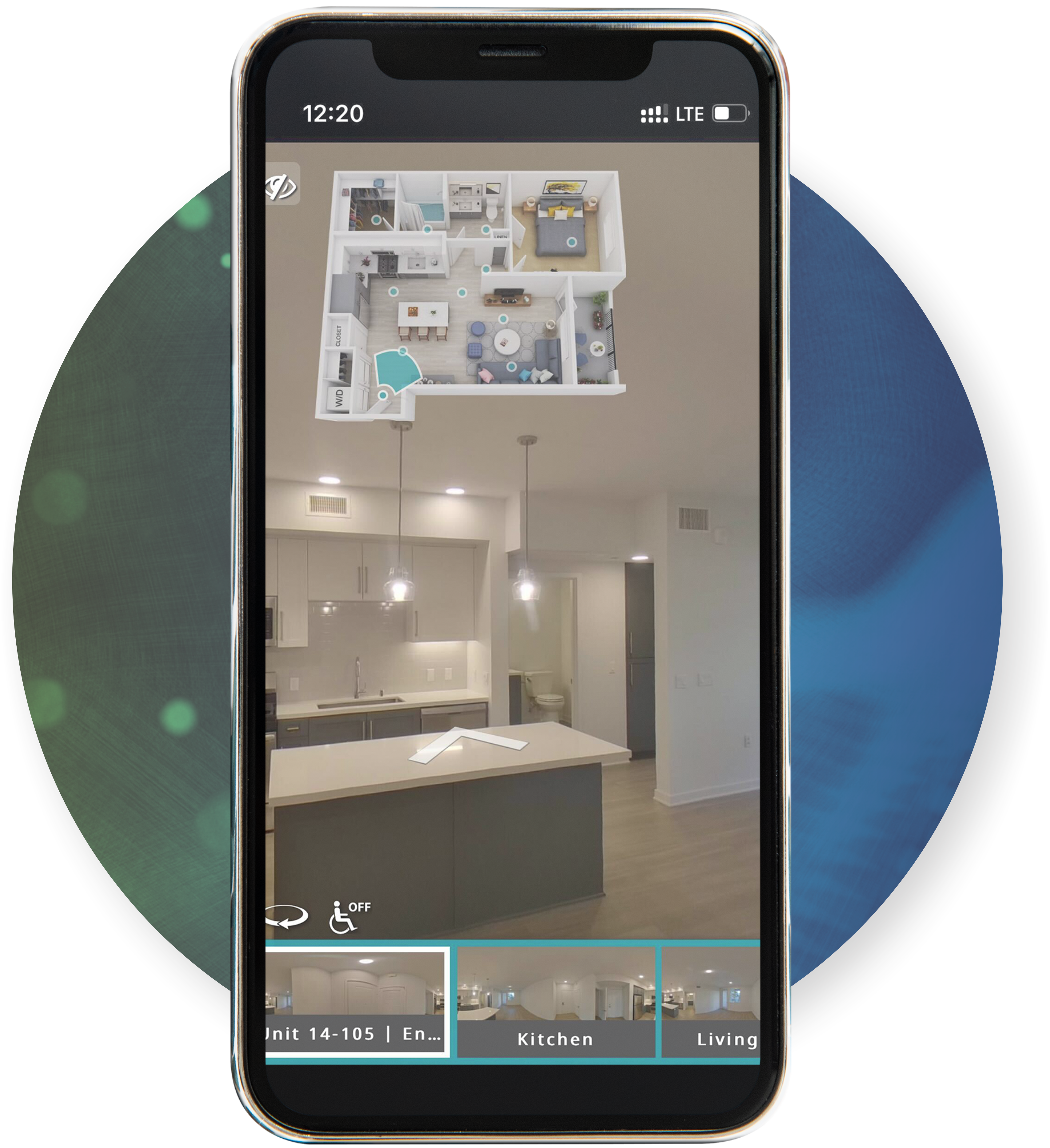 TourBuilder Go virtual tour of apartment on iPhone