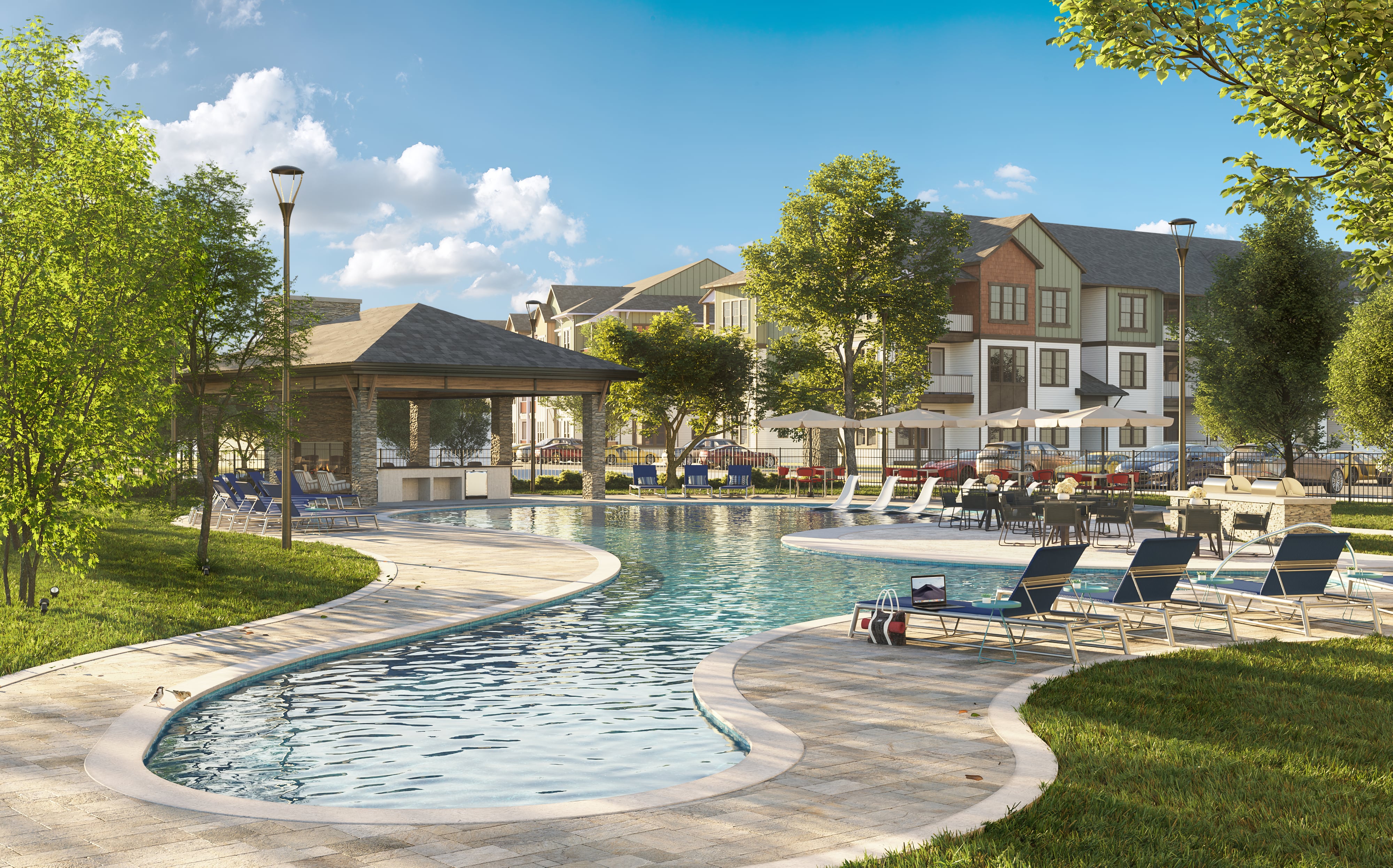 Exterior 3D rendering of pool