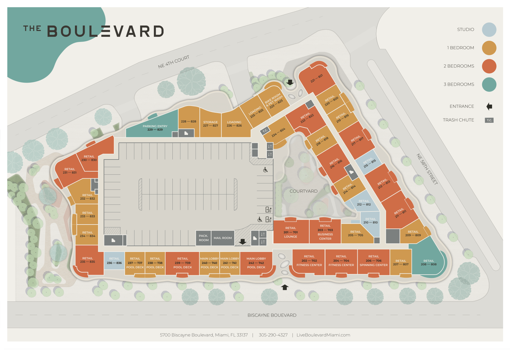 Site plan of an apartment community - The Boulevard