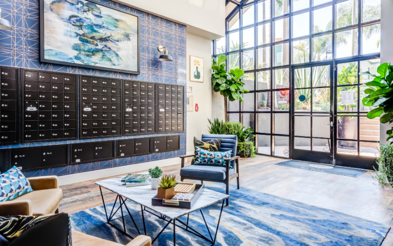 Professional photography of a clubroom at an apartment complex