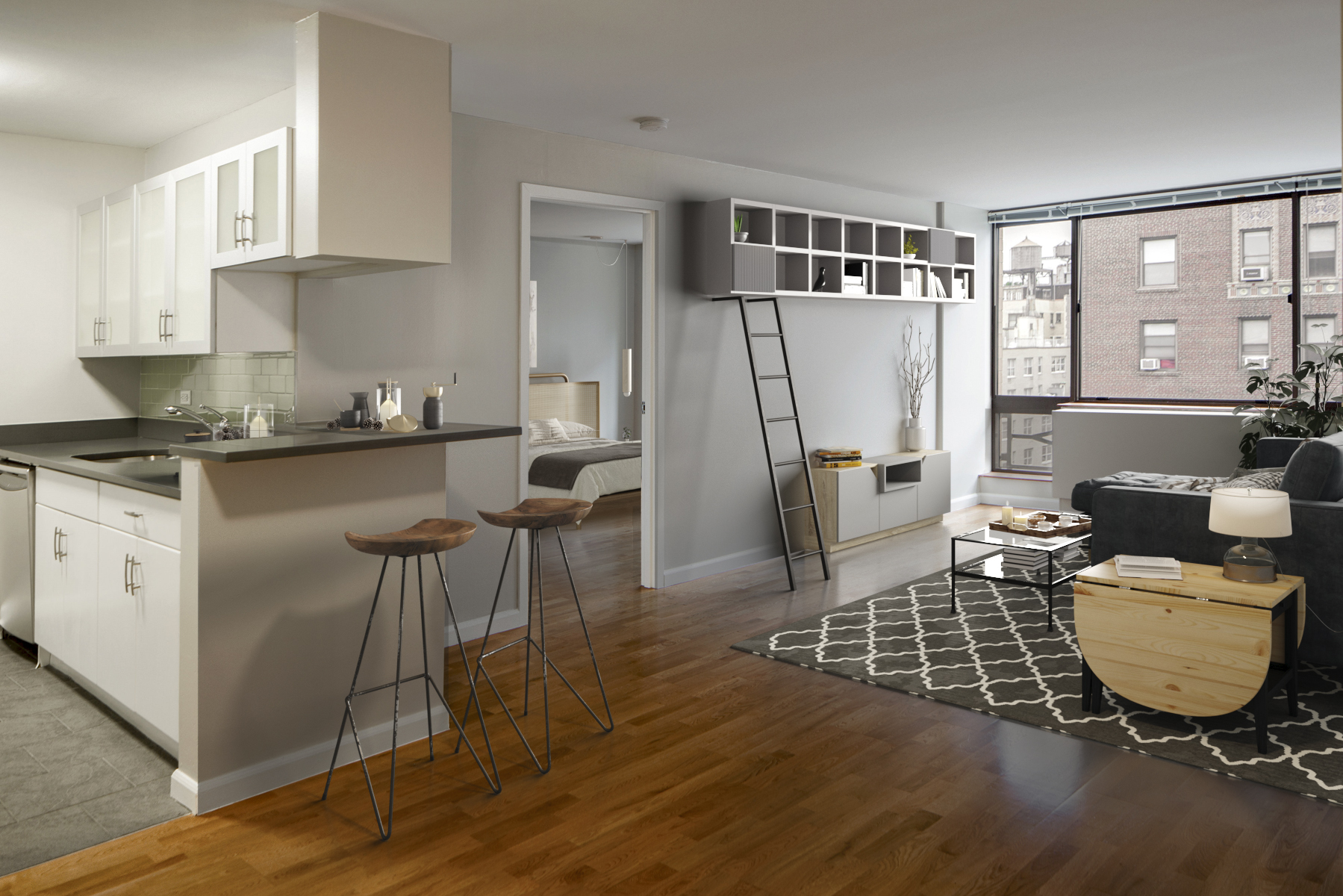 Virtual staging services for a one bedroom apartment